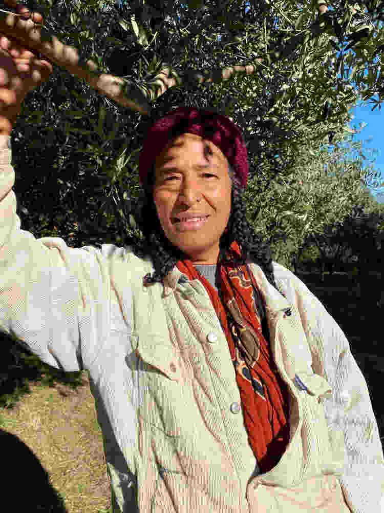 Rachida's beautiful, blessing presence at Cala Jami olive harvest