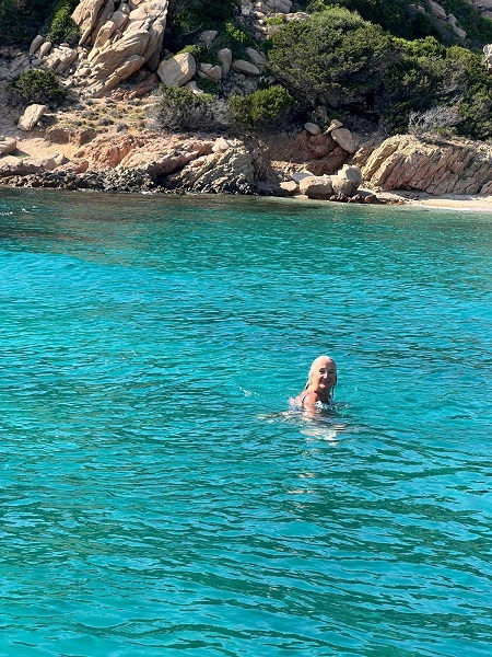 On our boat trip: enjoying the emerald lagoon